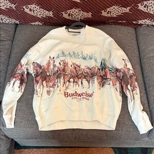 Budweiser Cream and Red Crewneck Sweater